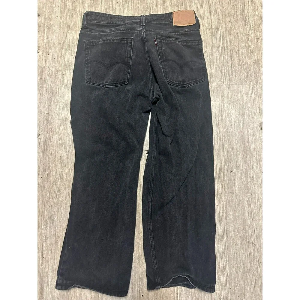 Levi’s 514 Distressed Denim Jeans 33x34 Black Ripped